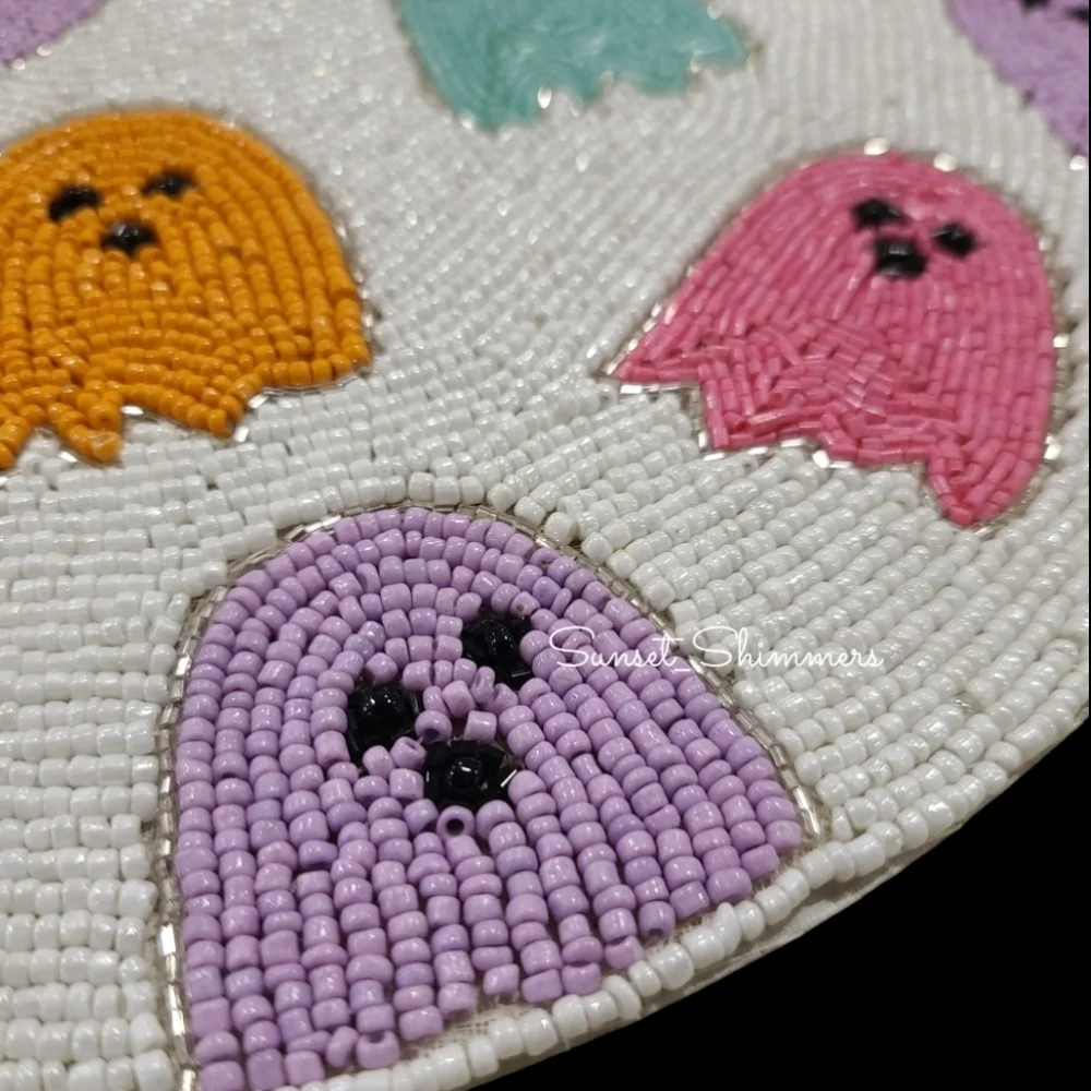 Sparkly Beaded GHOST Bright Colored Placemat Charger 15